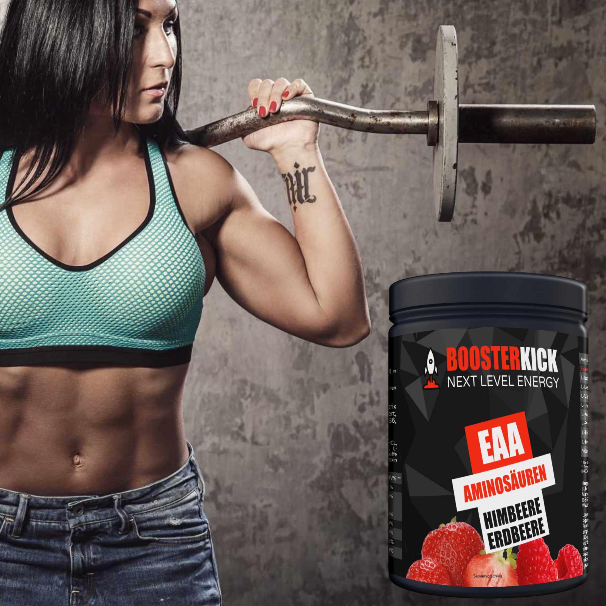 BOOSTERKICK EAA Himbeere-Erdbeere 500g-Dose