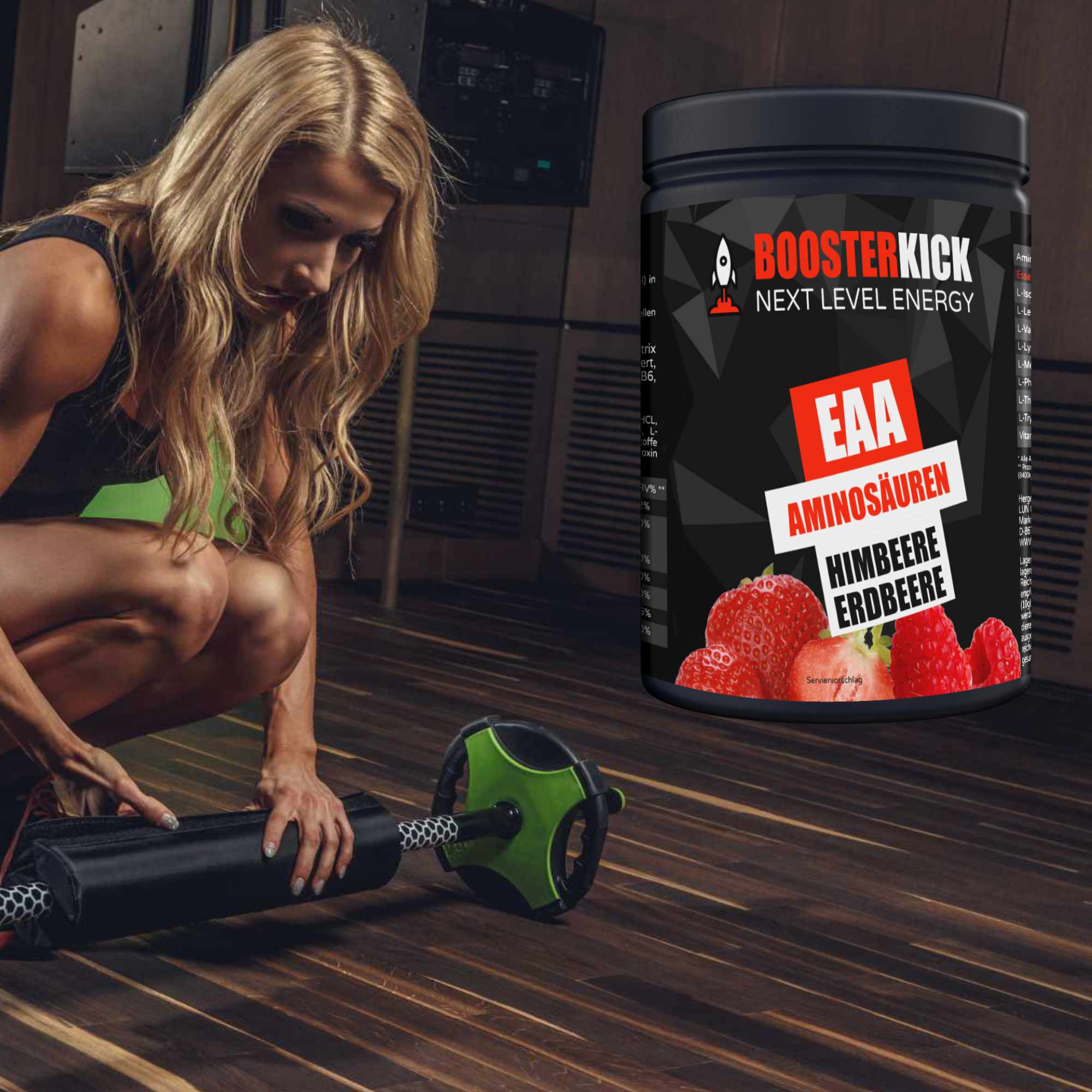 BOOSTERKICK EAA Himbeere-Erdbeere 500g-Dose