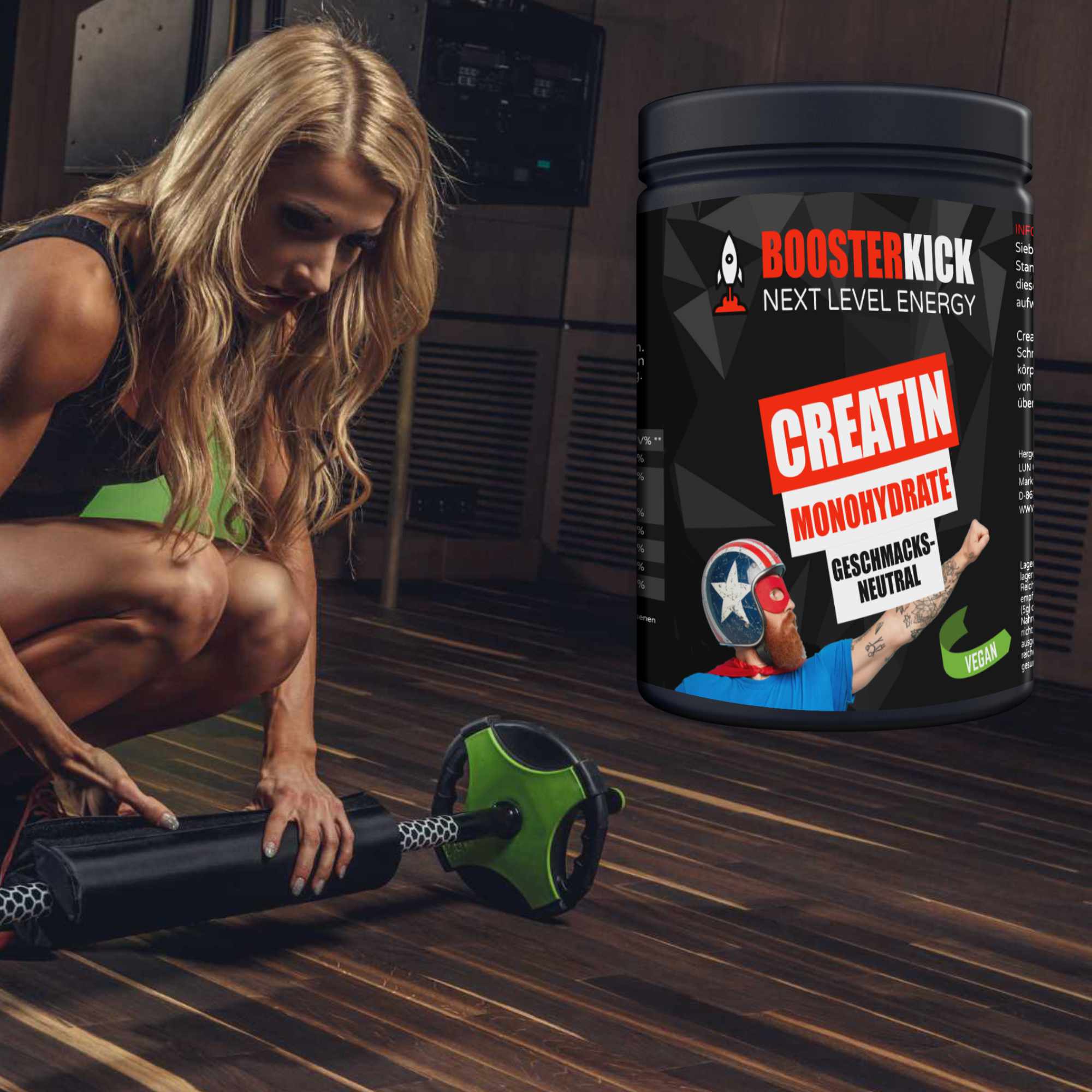 BOOSTERKICK Creatine Monohydrate VEGAN - Neutral 500g Dose