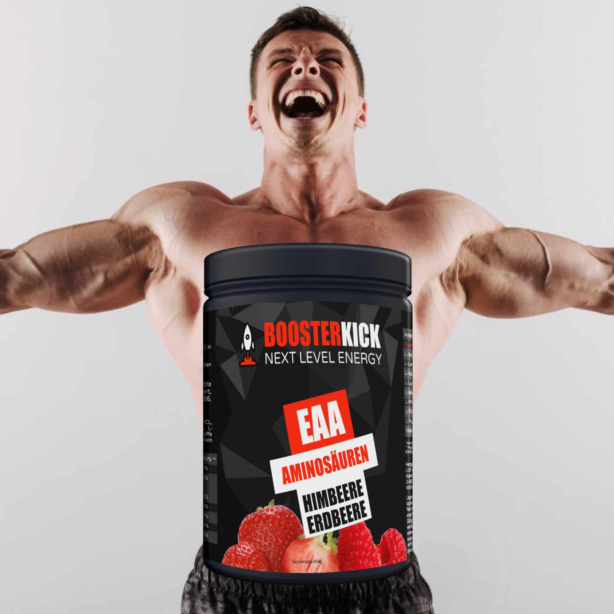 BOOSTERKICK EAA Himbeere-Erdbeere 500g-Dose