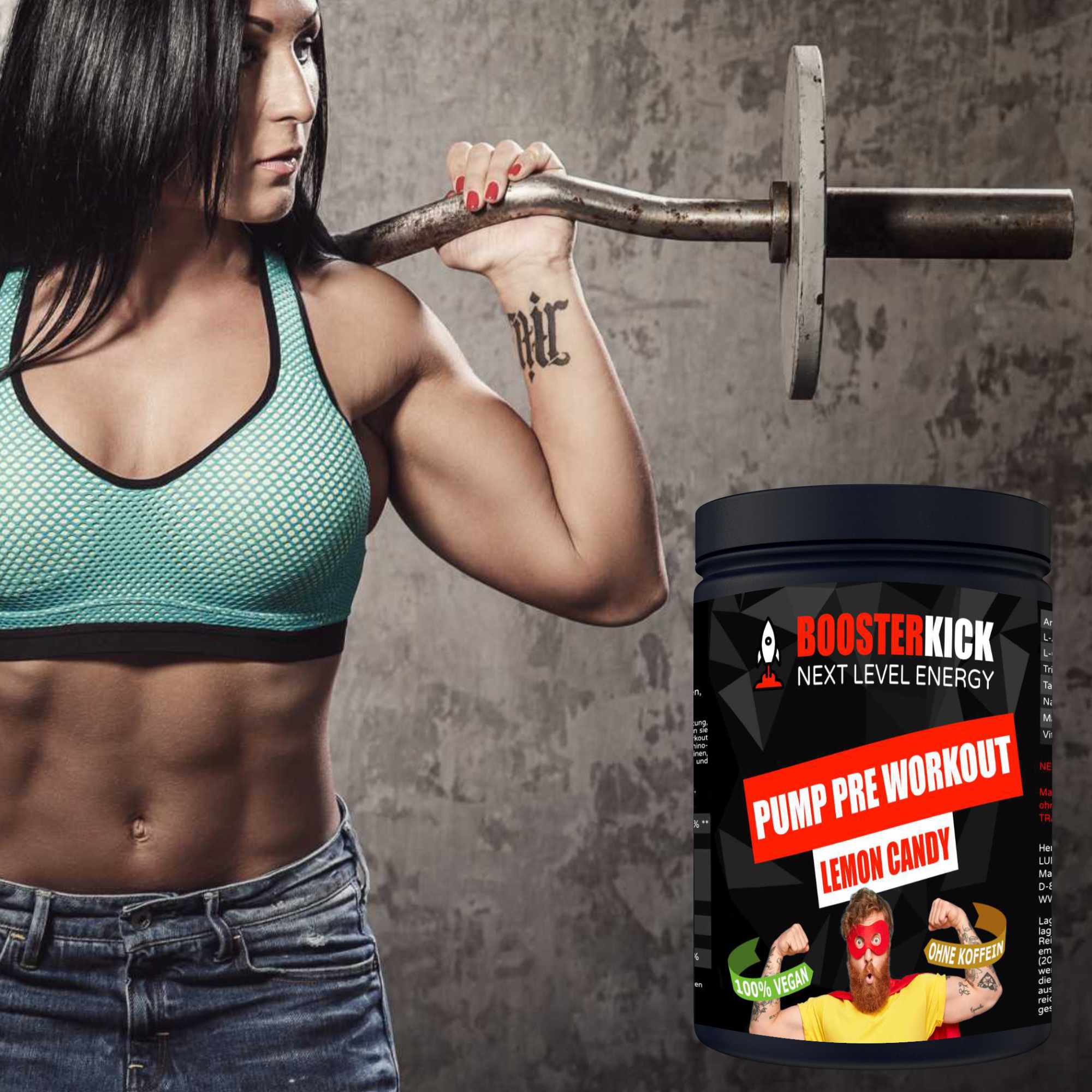 BOOSTERKICK Pump Pre Workout Berry-Lemonade 400g Dose
