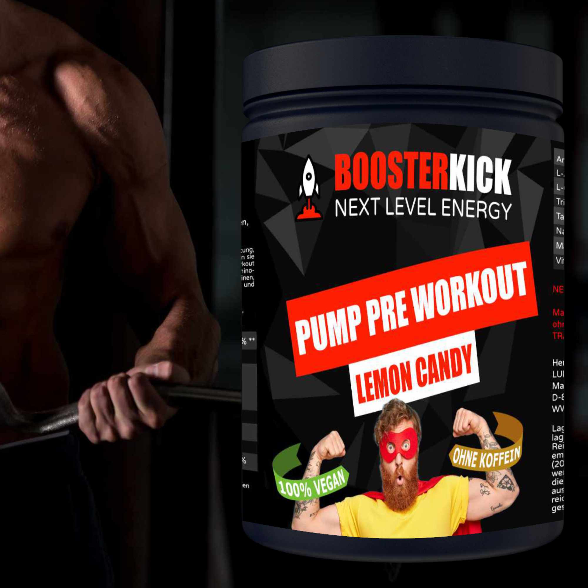 BOOSTERKICK Pump Pre Workout Berry-Lemonade 400g Dose